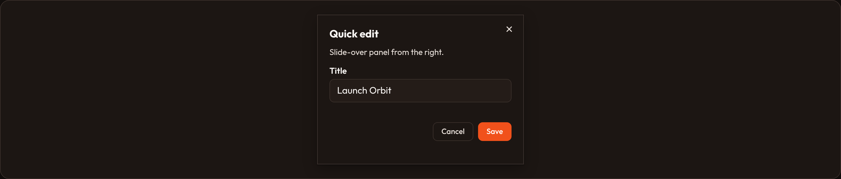 Orbit Action slide over (dark)