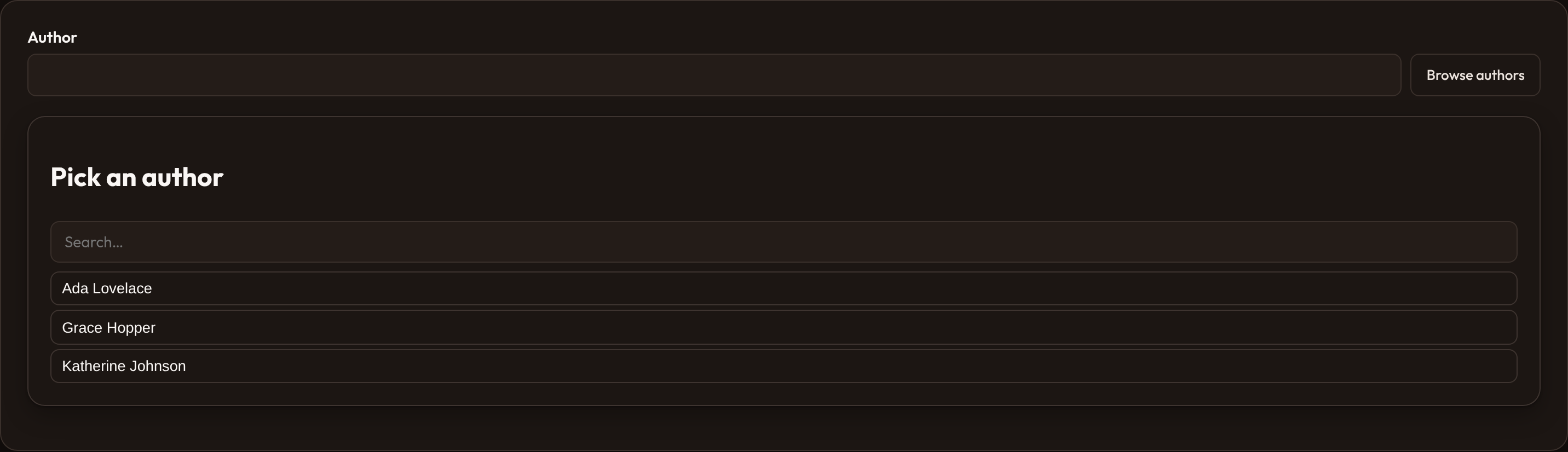 Orbit Open picker (dark)