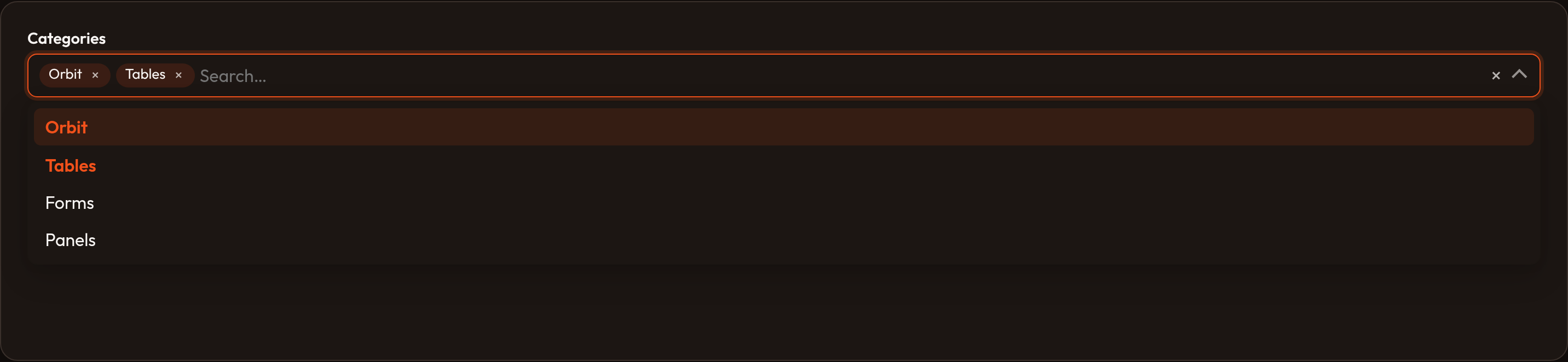 Orbit Relationship multi select (dark)