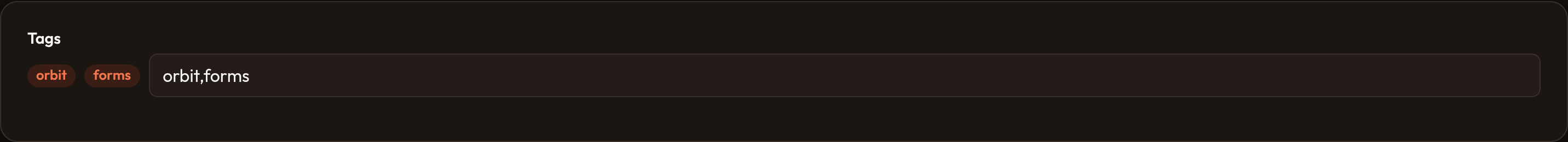 Orbit Basic tags input (dark)