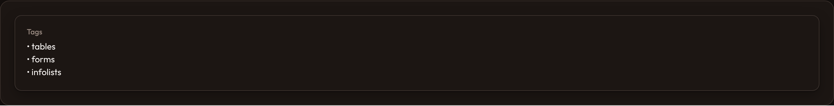 Orbit Text entry bulleted (dark)