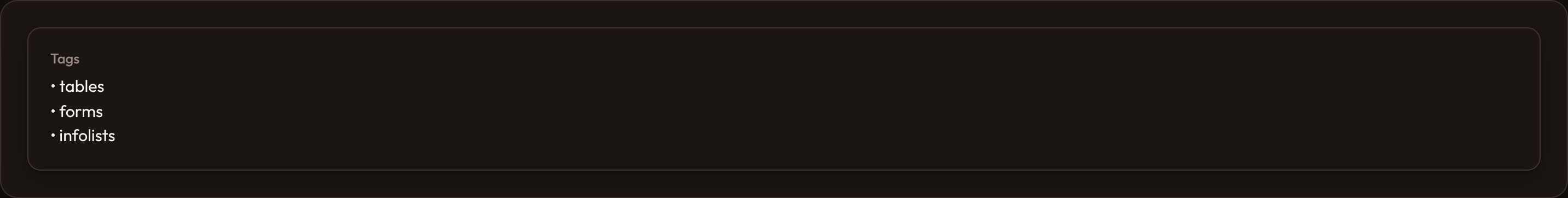 Orbit Text entry list (dark)