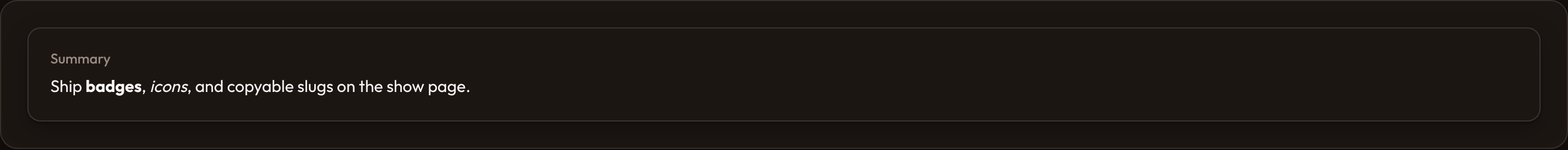 Orbit Text entry markdown (dark)