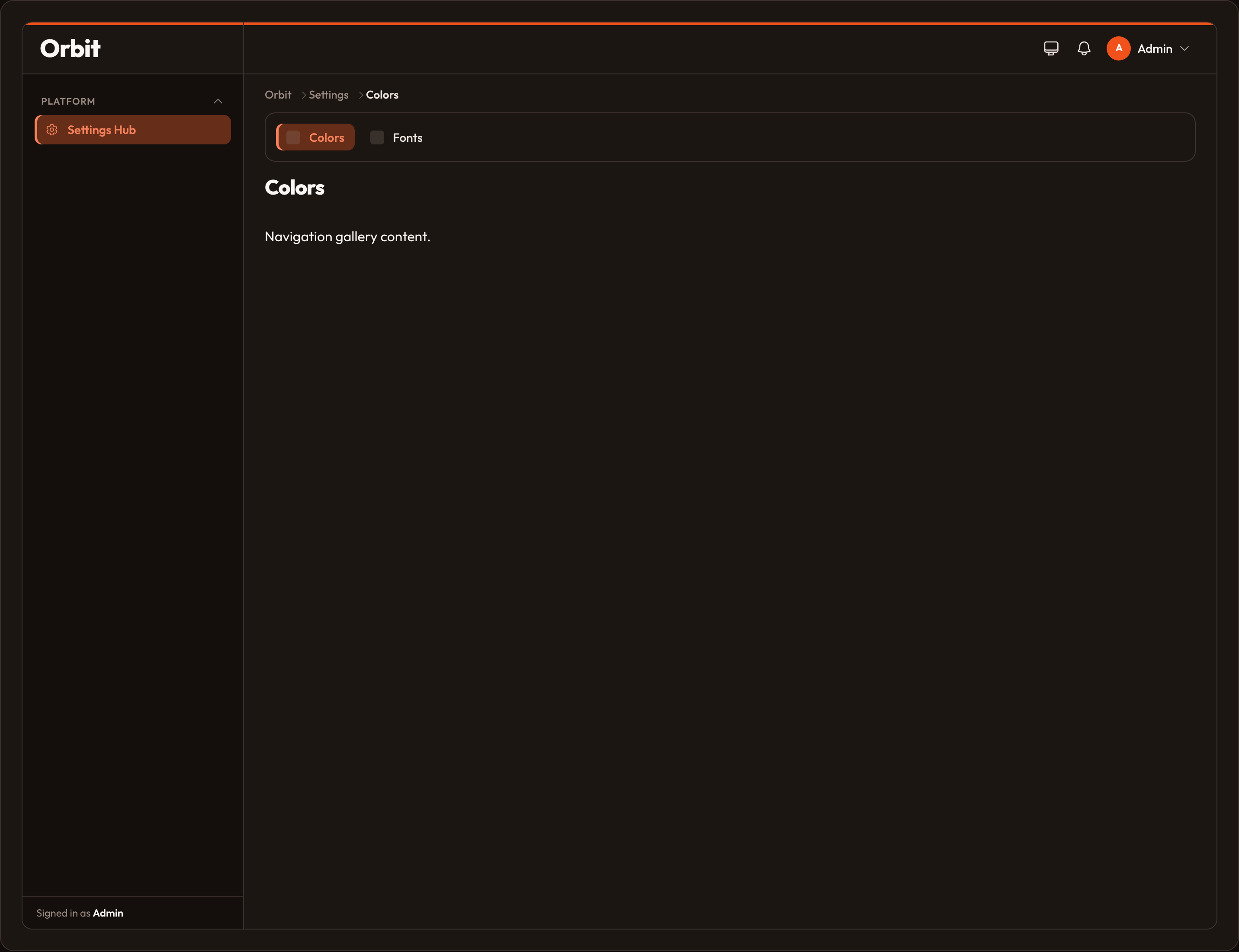 Orbit Cluster sub-nav (dark)