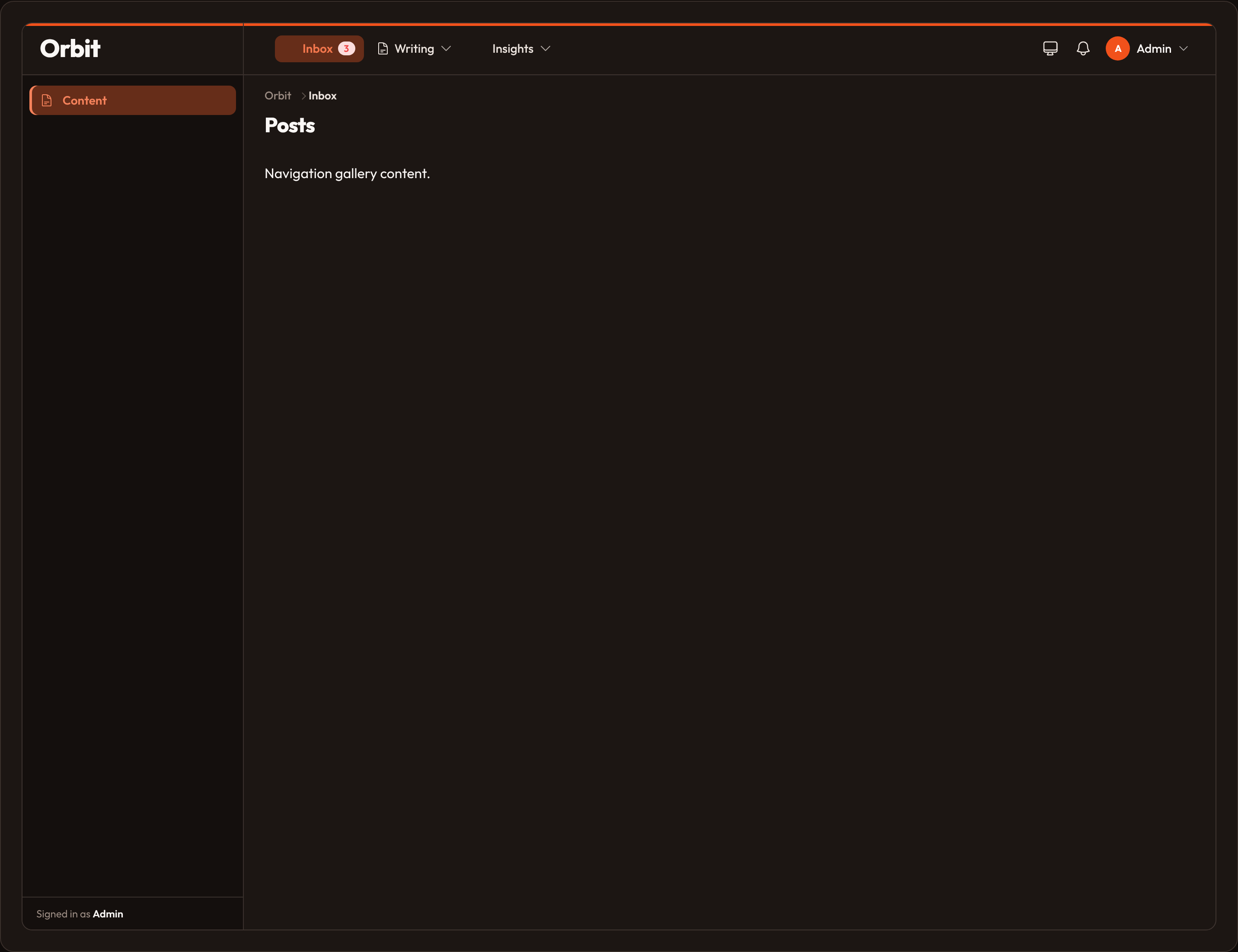Orbit Navigation badges (dark)