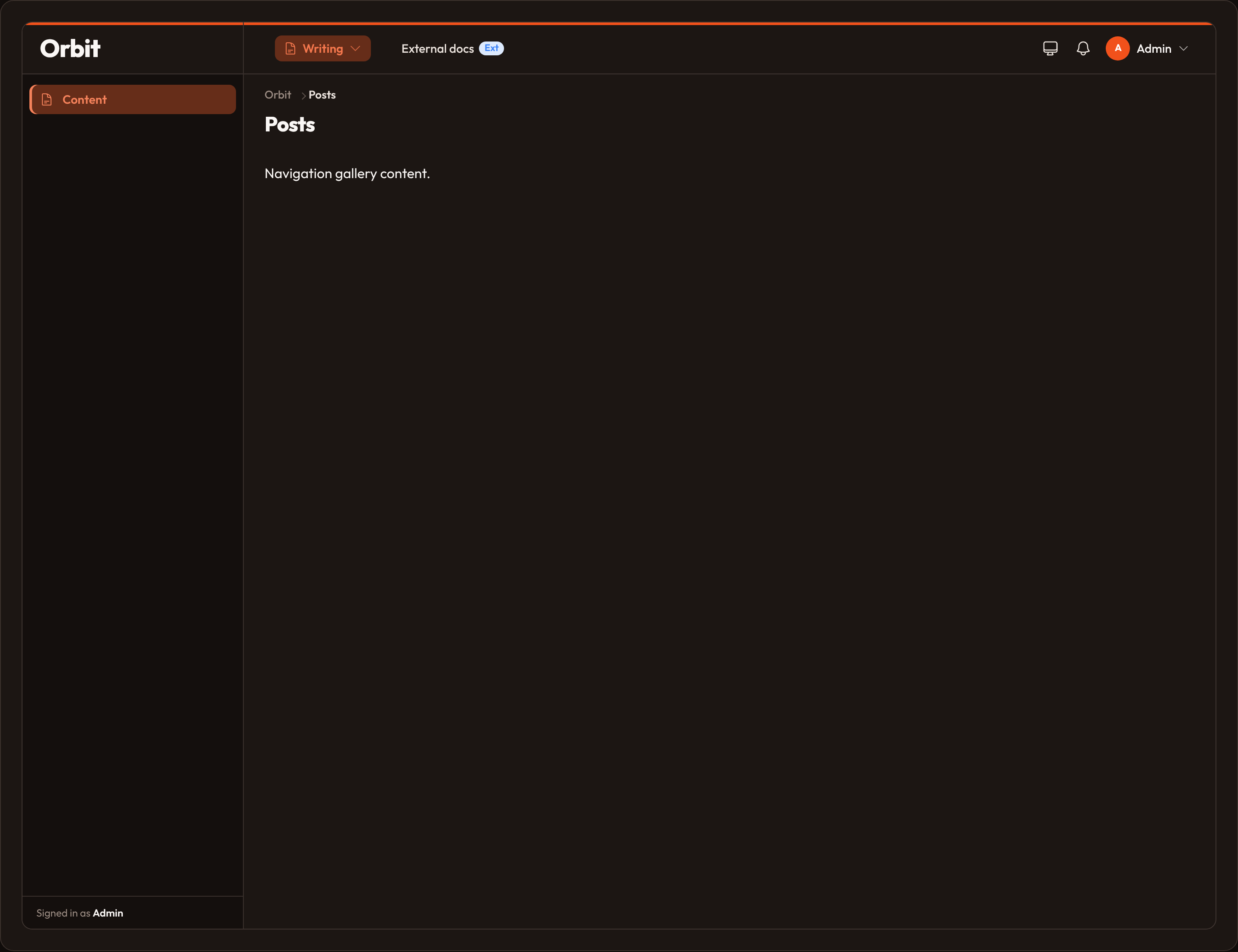 Orbit Navigation custom items (dark)