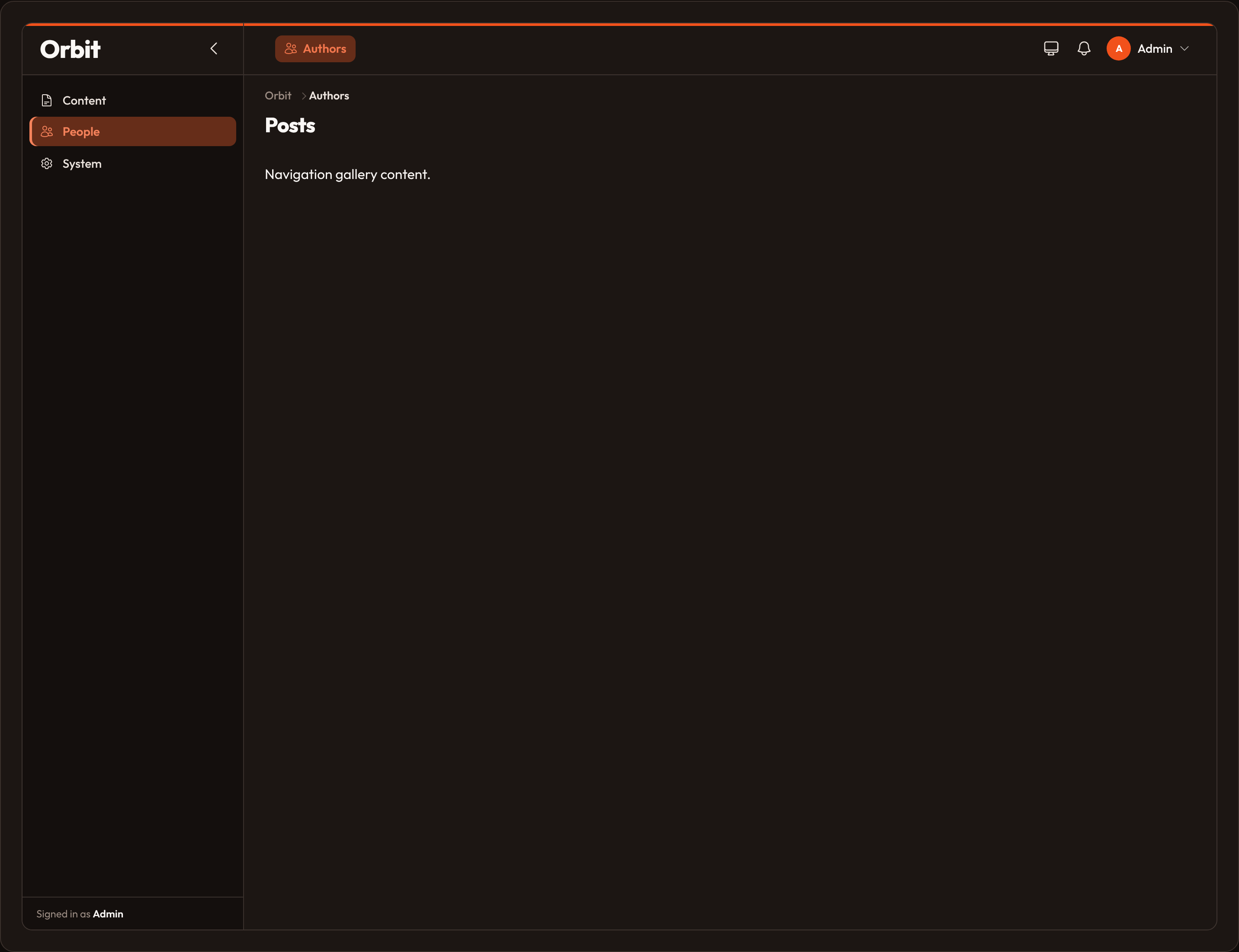 Orbit Navigation groups (dark)