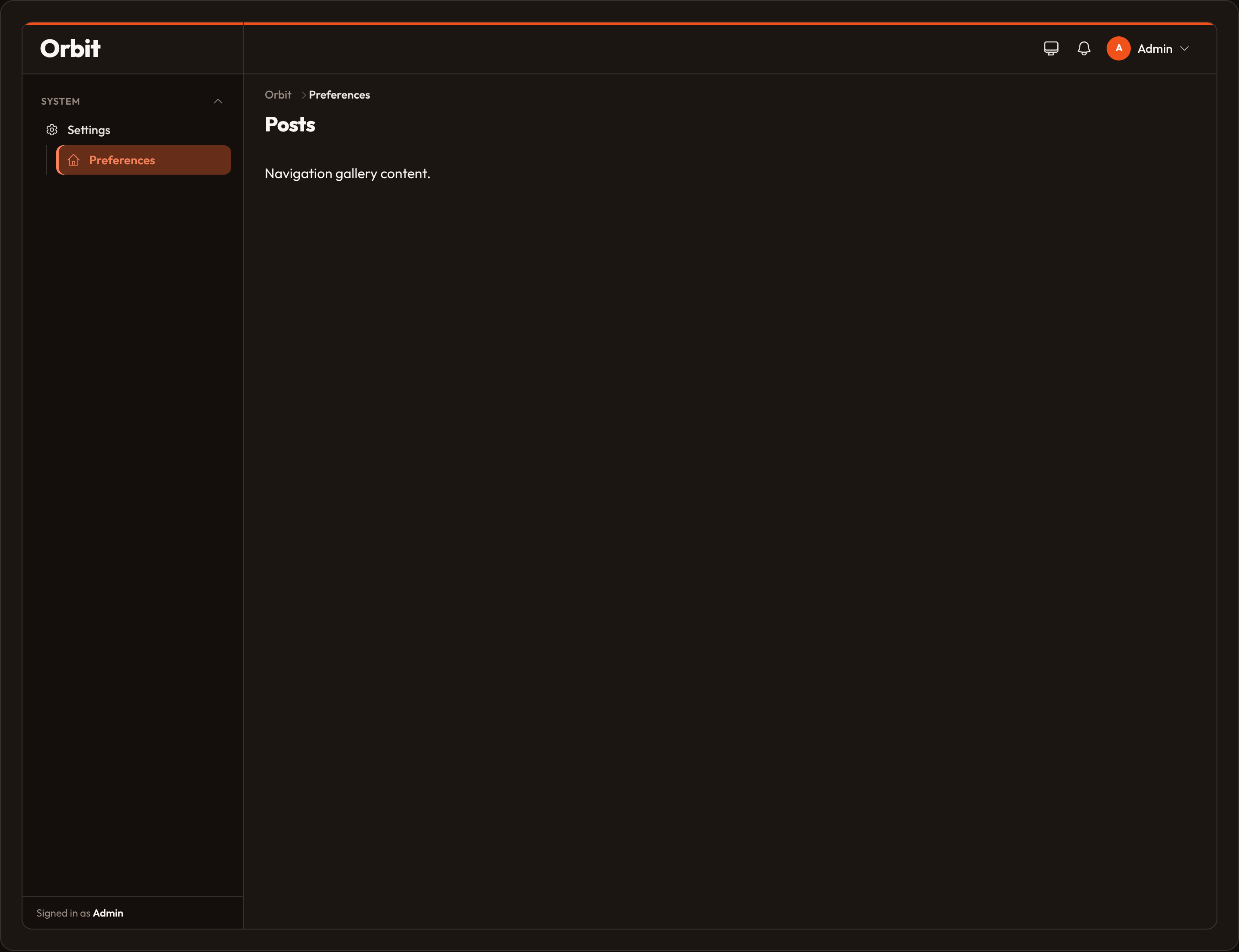 Orbit Navigation parent items (dark)