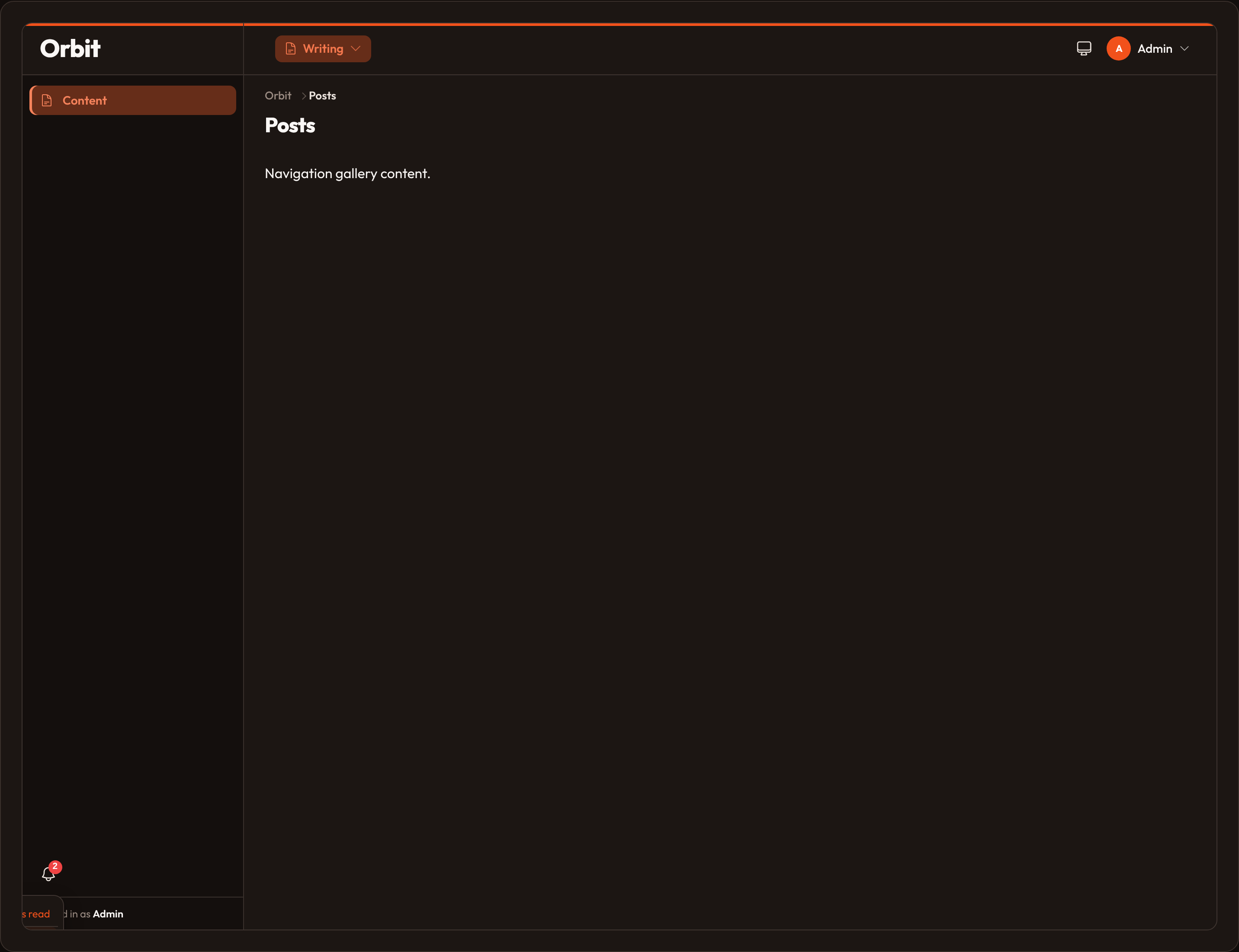 Orbit Database notifications position (dark)