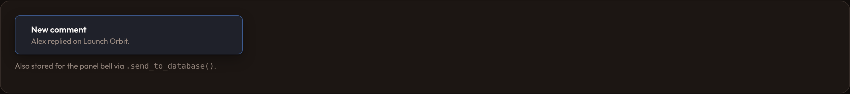 Orbit Database notifications send (dark)