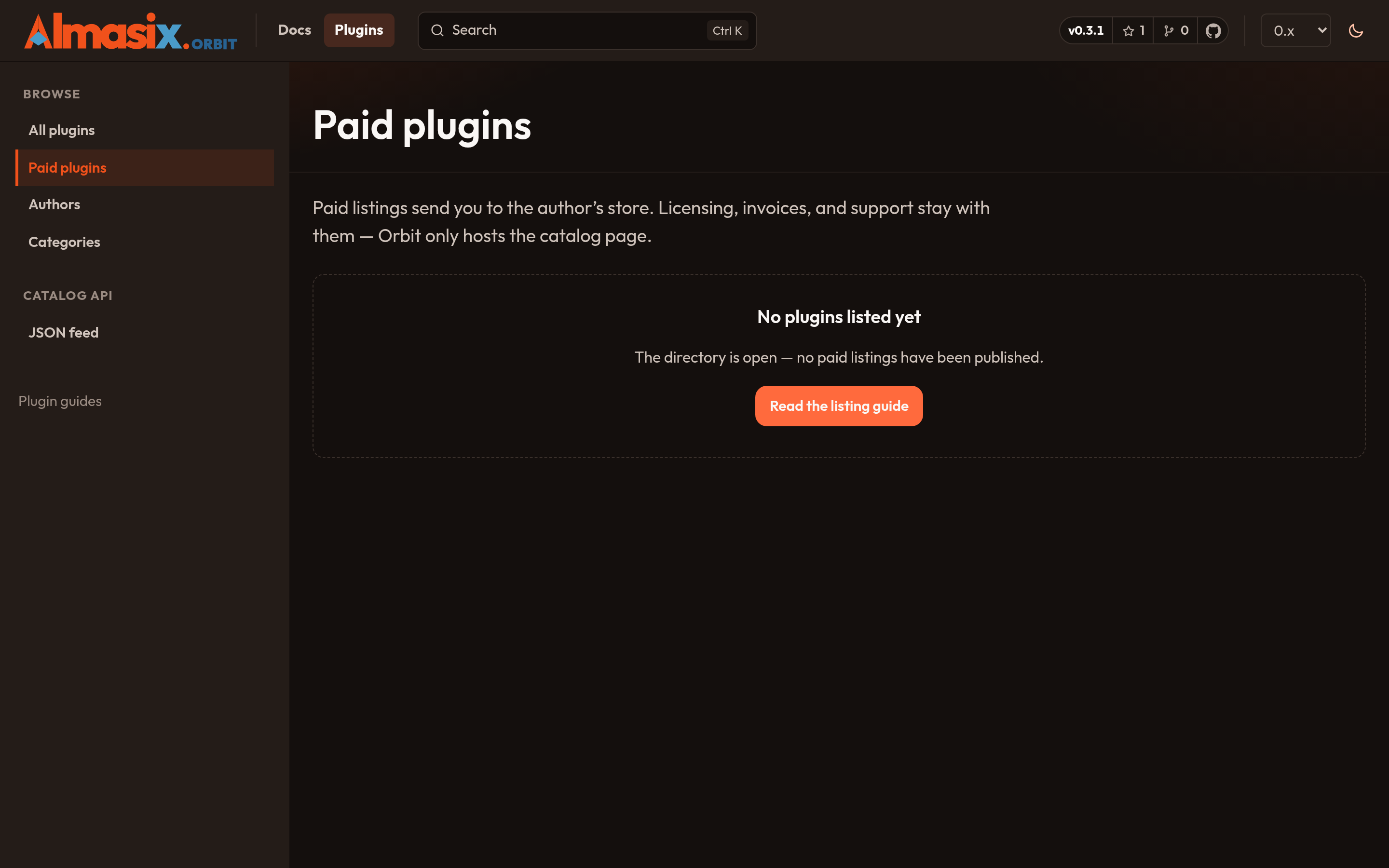 Paid plugin listings (dark)