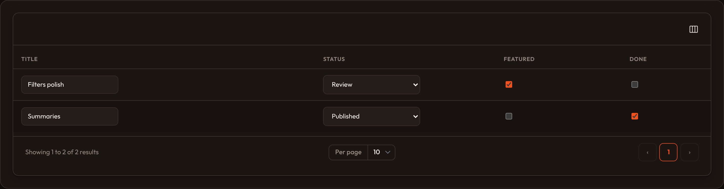 Editable columns (dark)