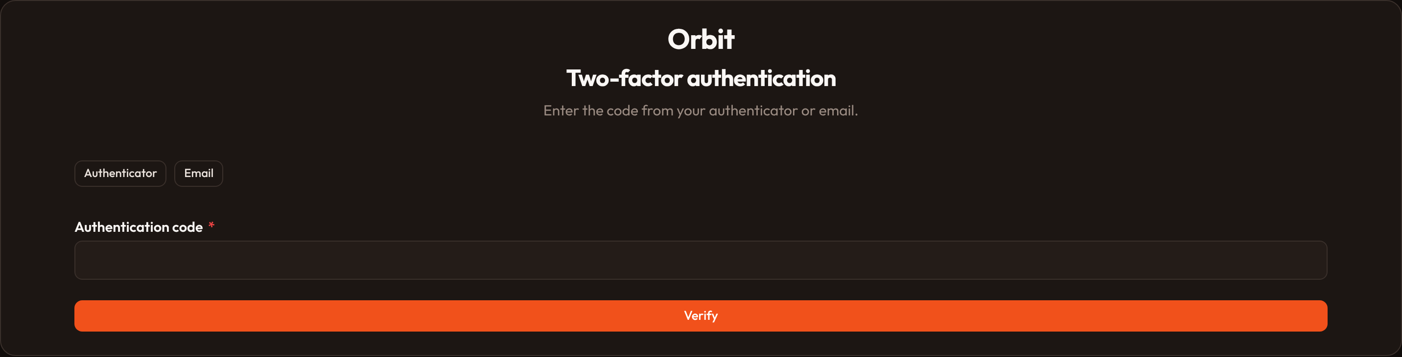 Orbit MFA challenge (dark)