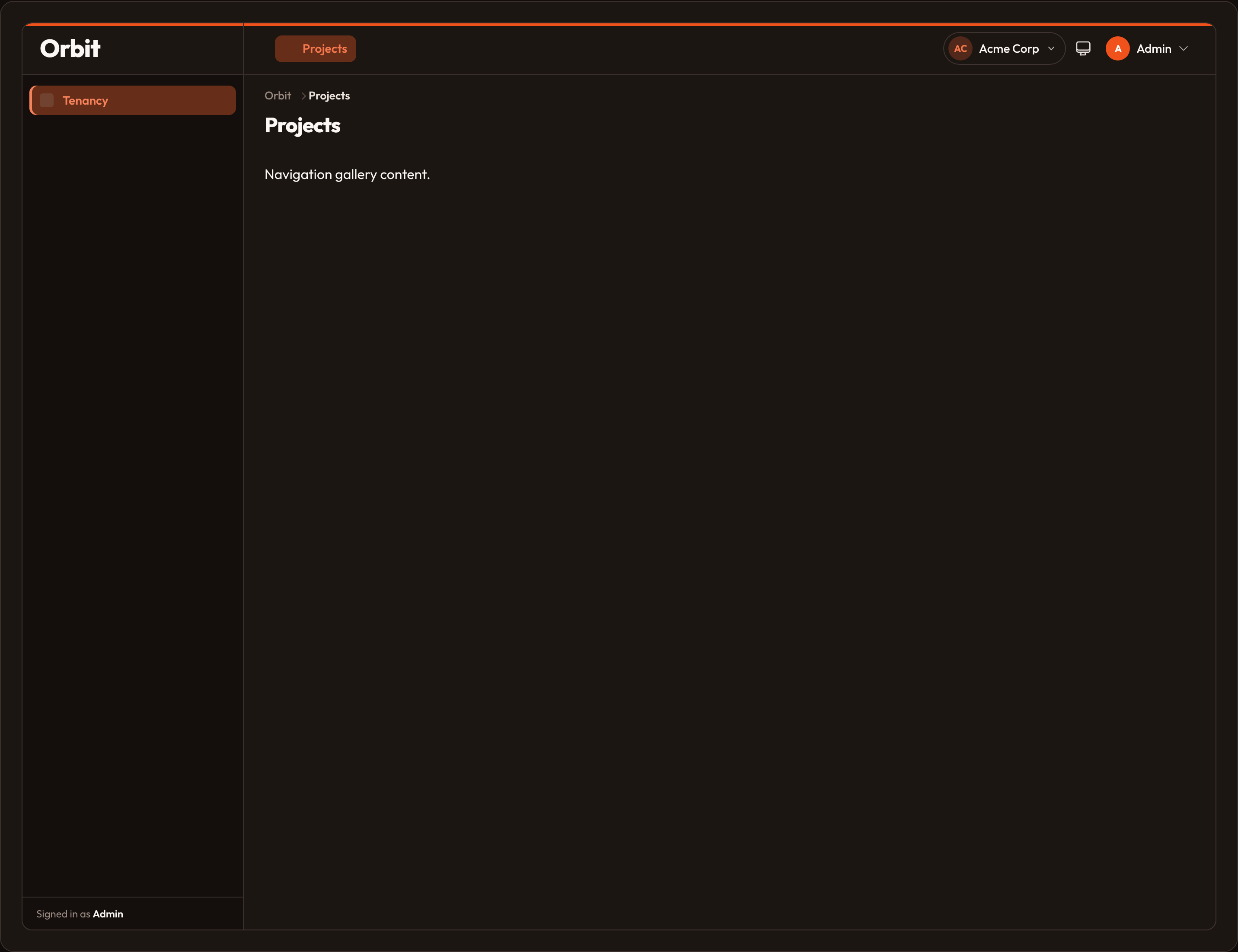 Tenant switcher (dark)