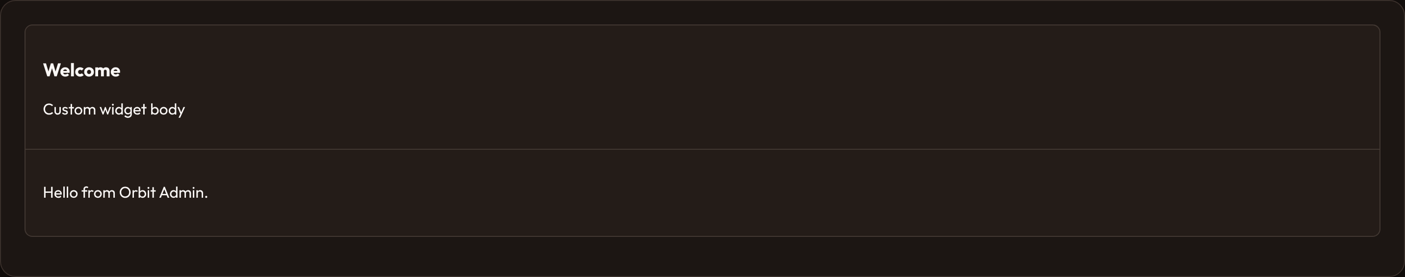 Orbit custom widget (dark)