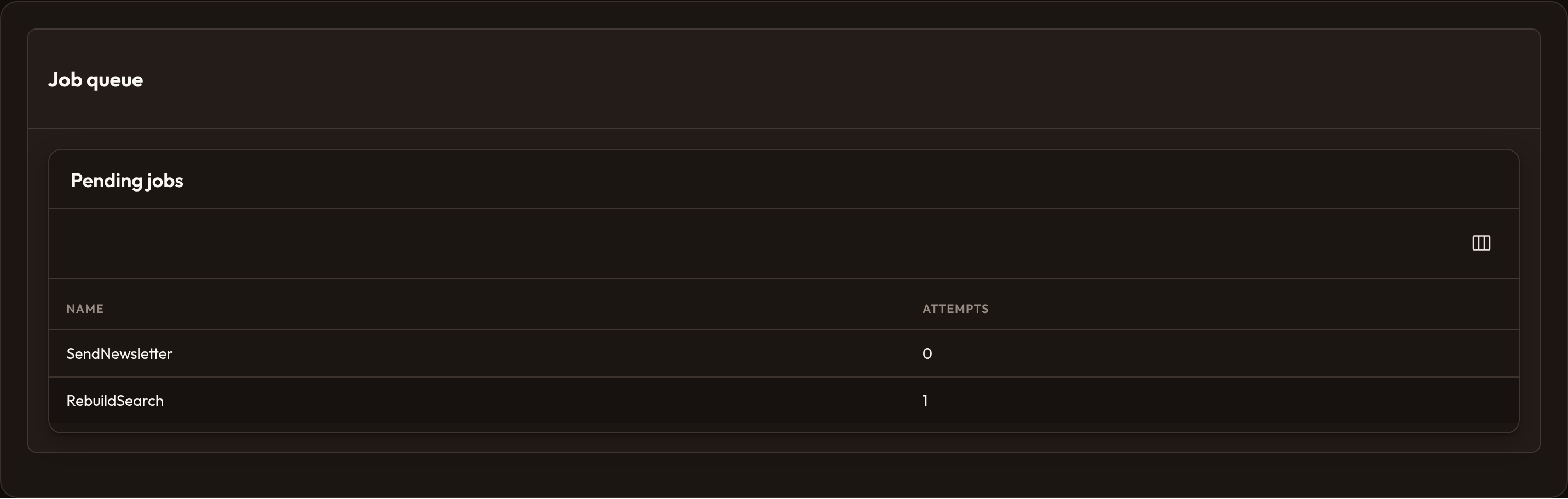 Orbit Table widget config (dark)