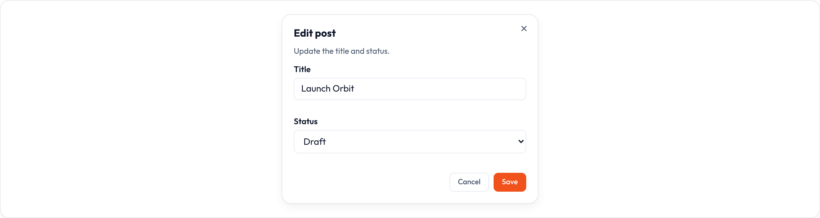 Orbit Action form modal (light)