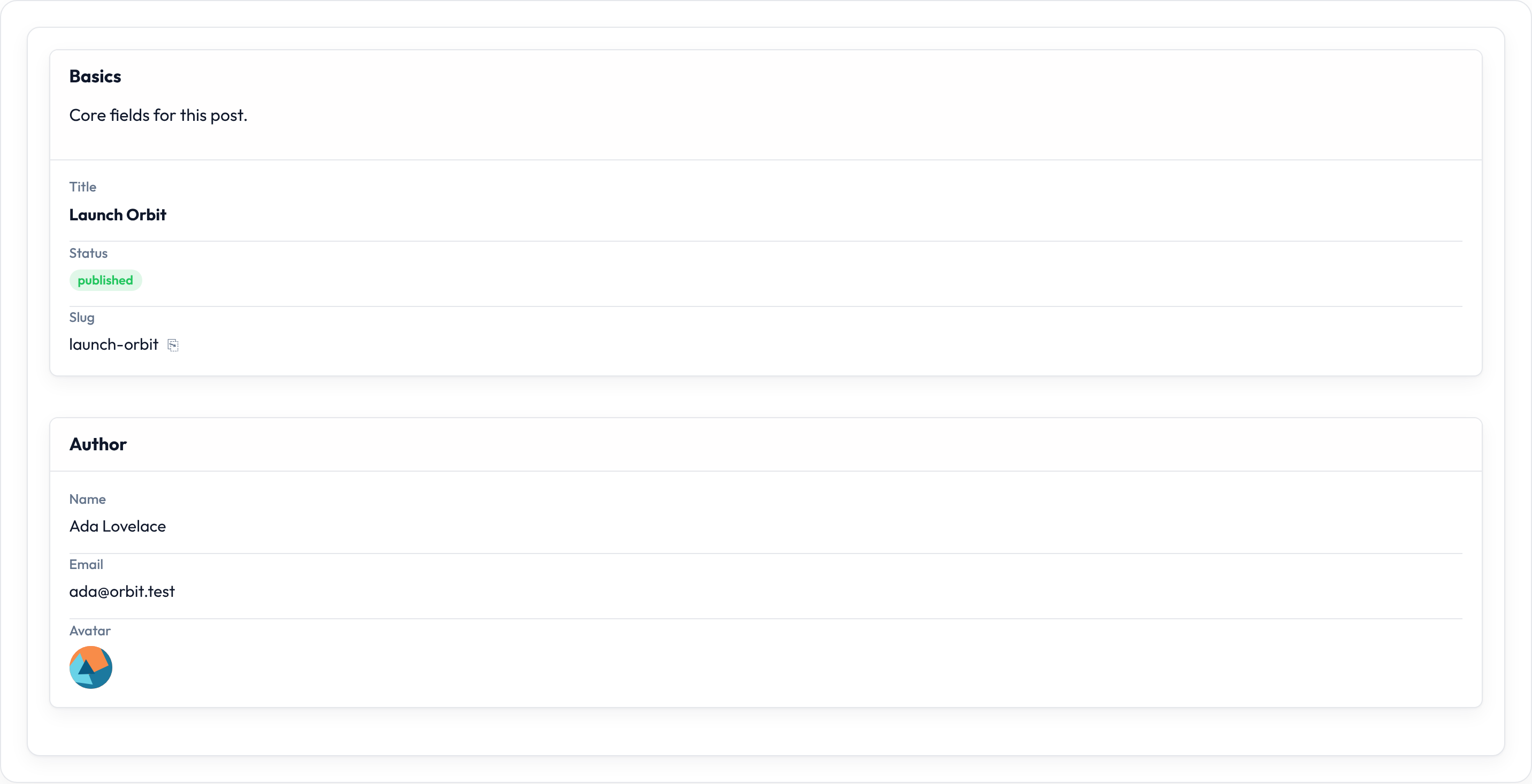 Orbit Infolist sections (light)