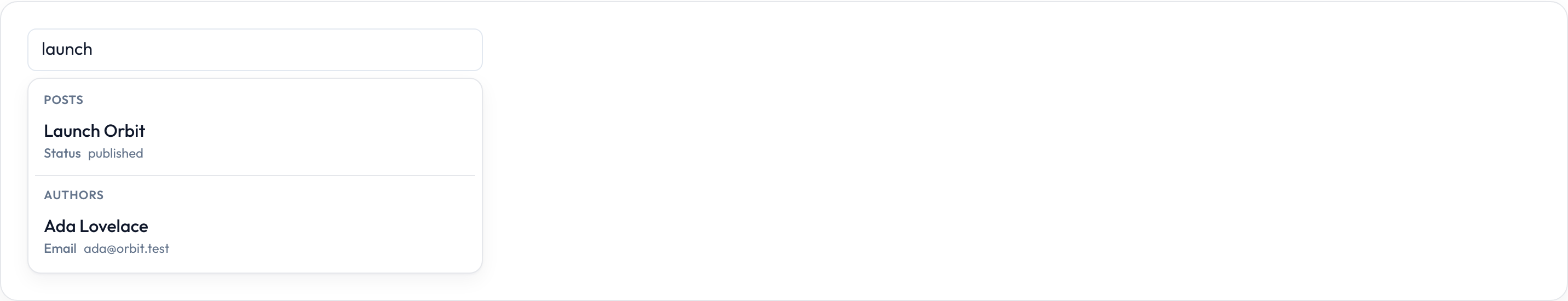 Orbit global search results (light)
