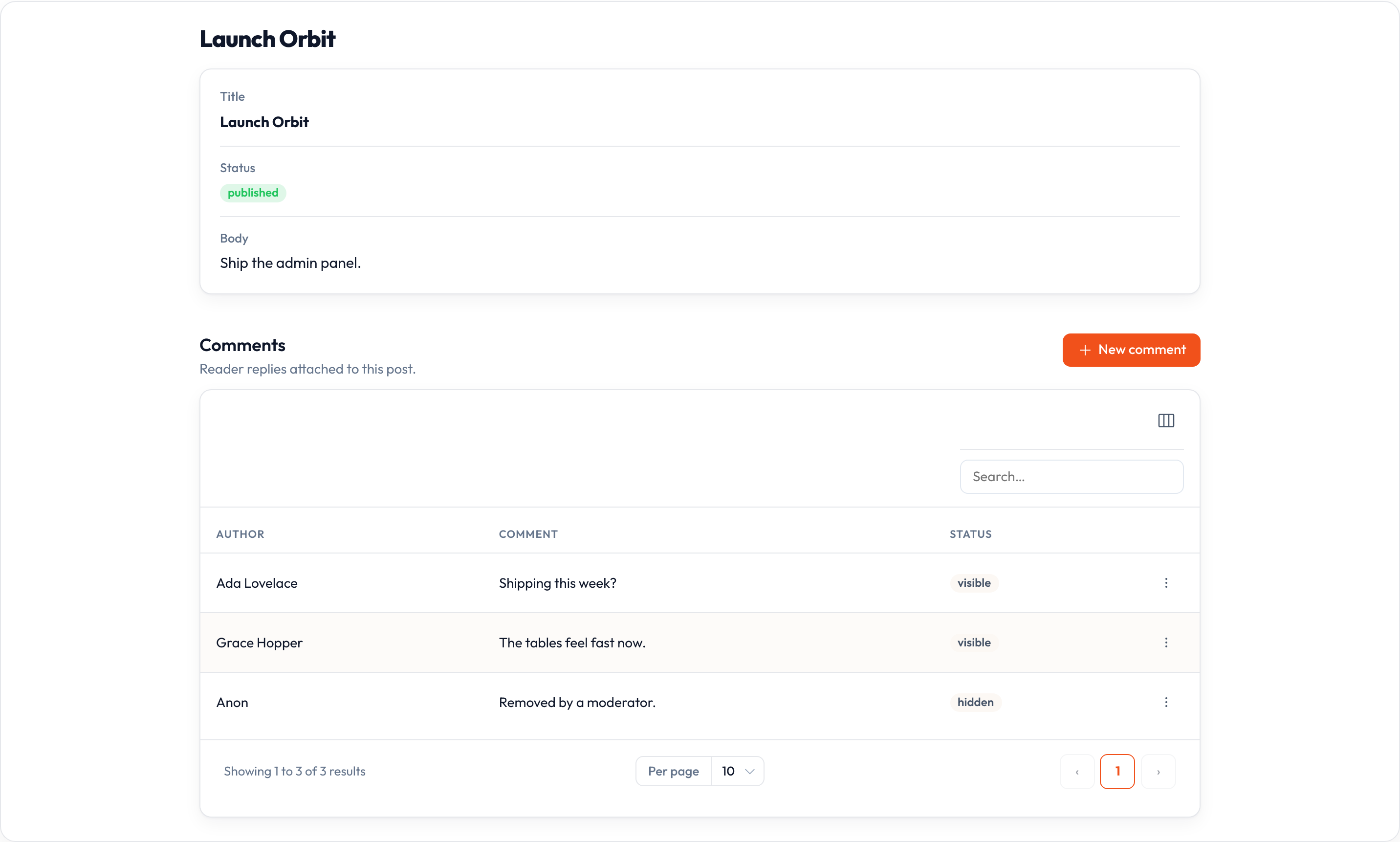Orbit resource view page (light)