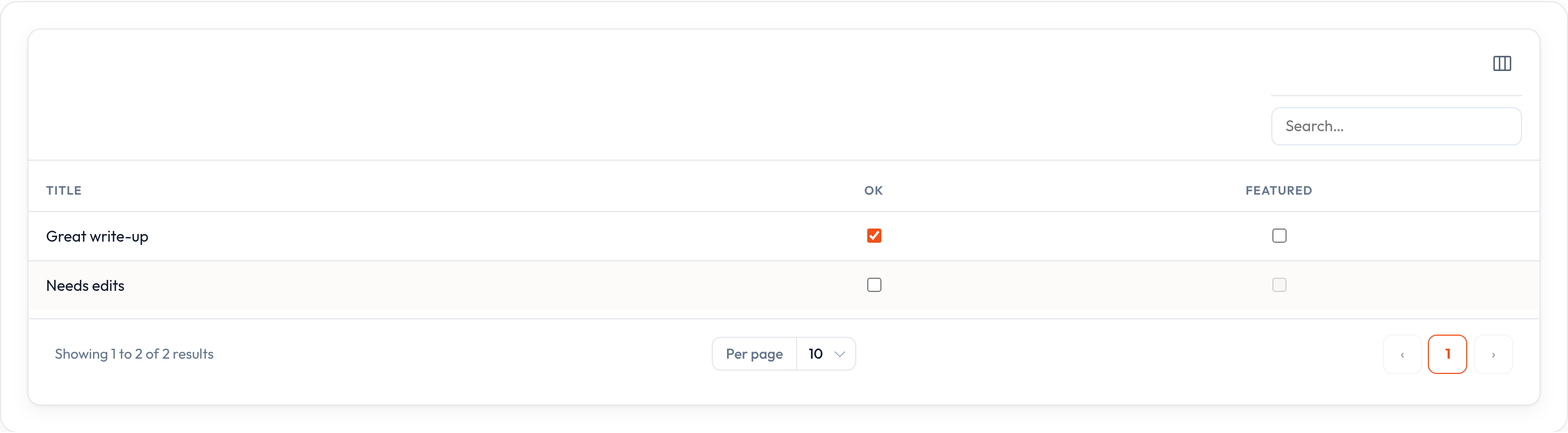 Checkbox column (light)