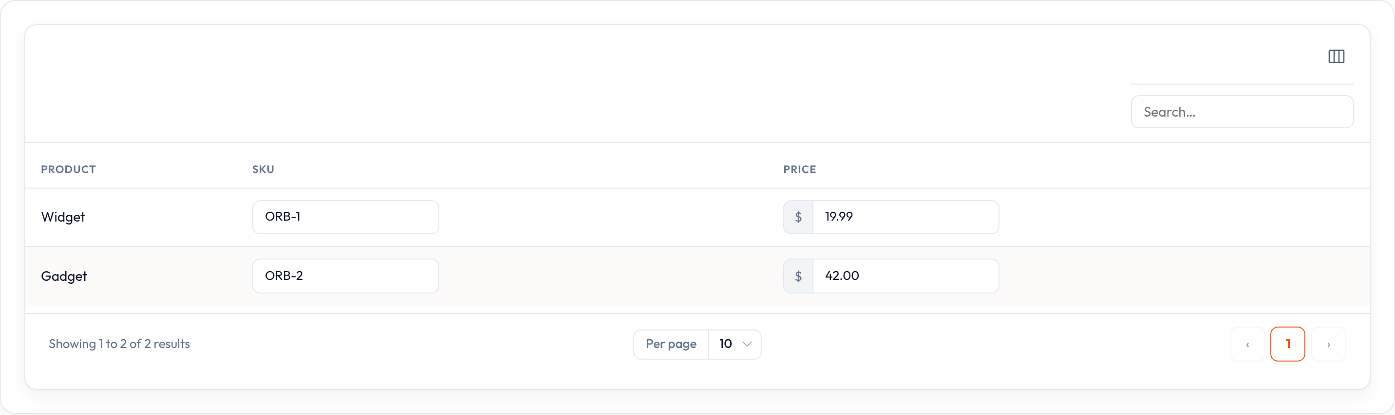 Text input column (light)