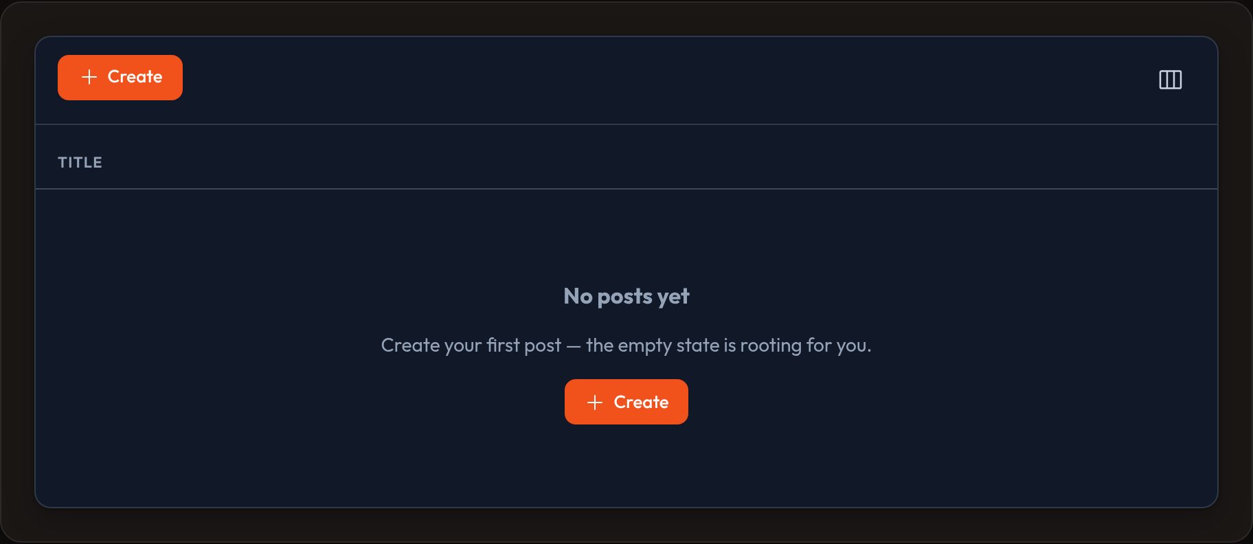 Empty state actions (dark)
