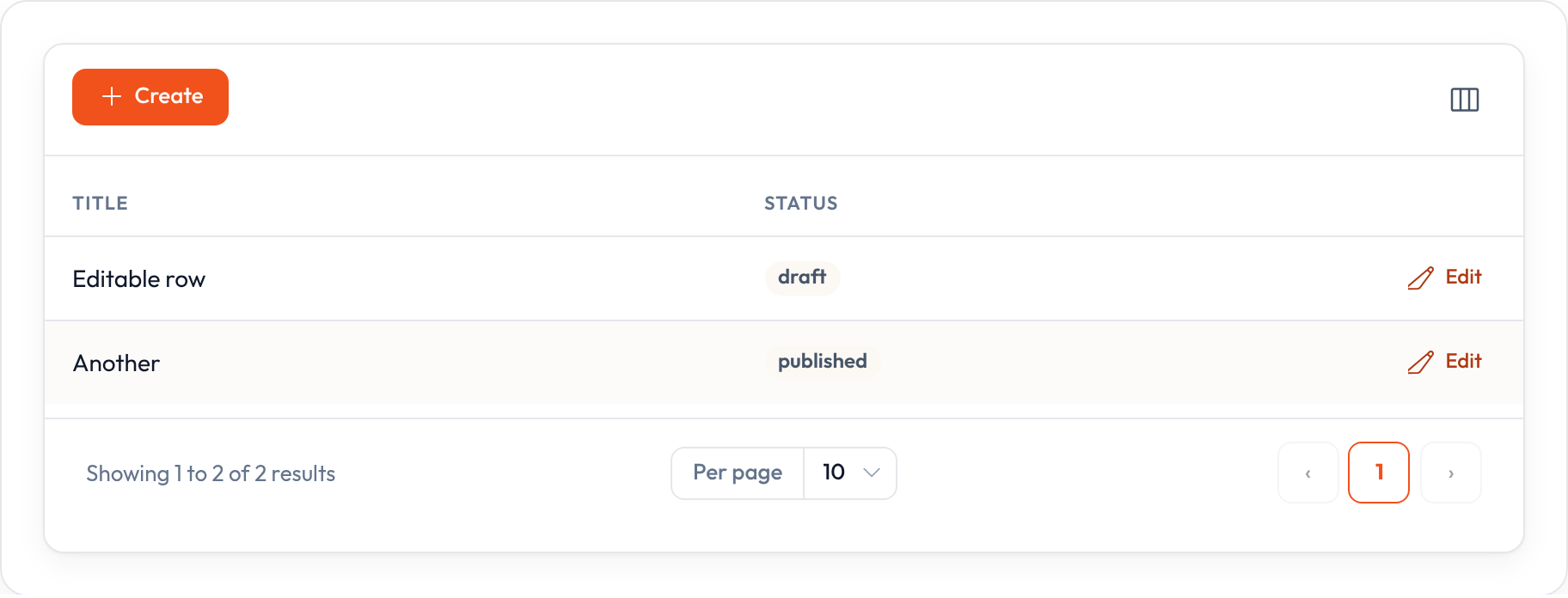 Row / bulk actions (light)