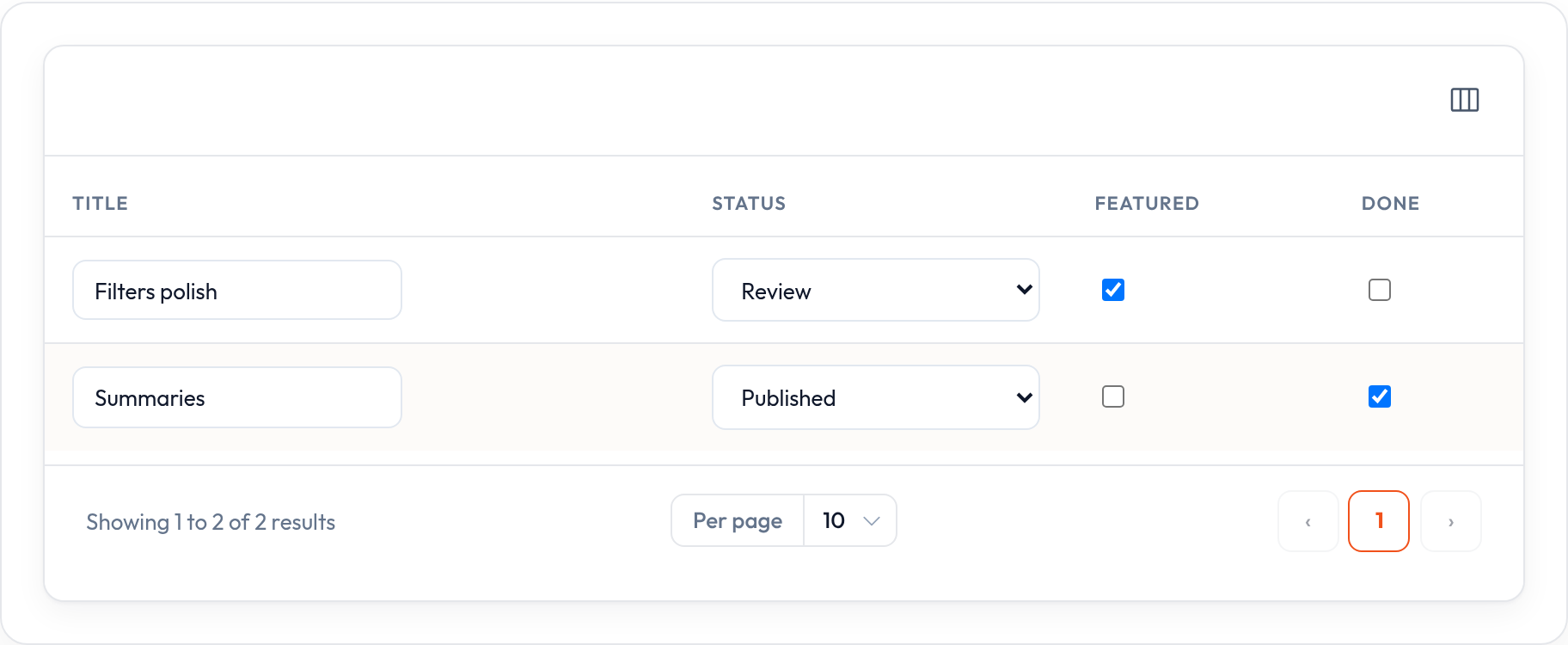 Editable columns (light)