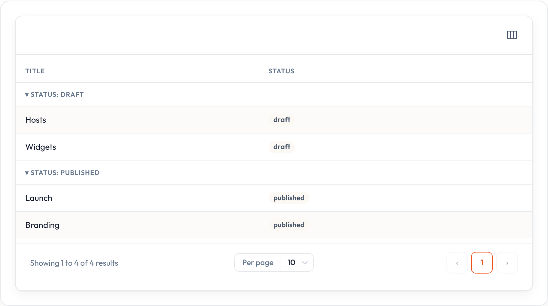Grouped rows (light)