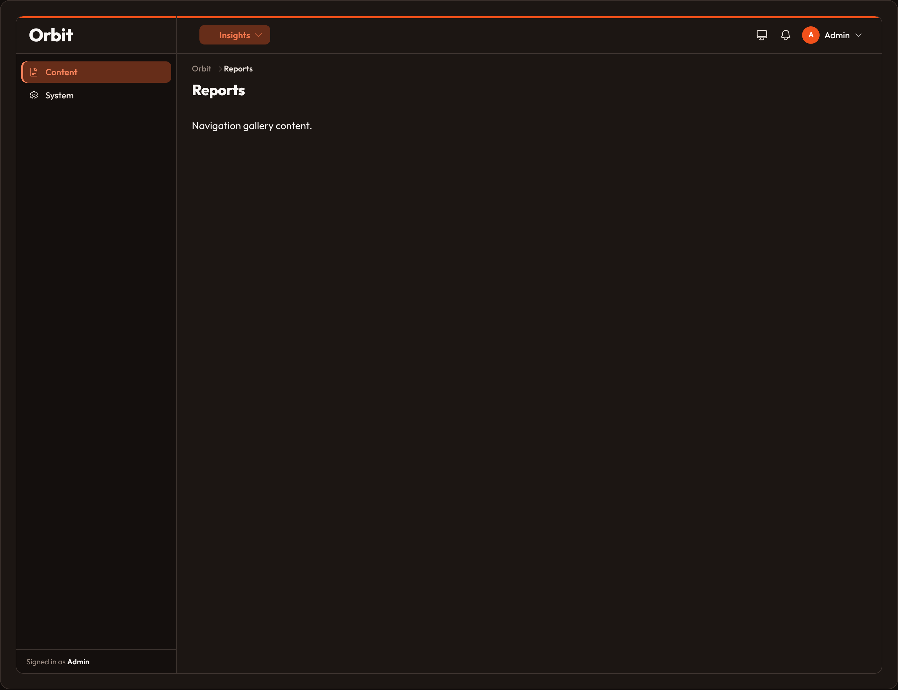 Orbit custom pages (dark)