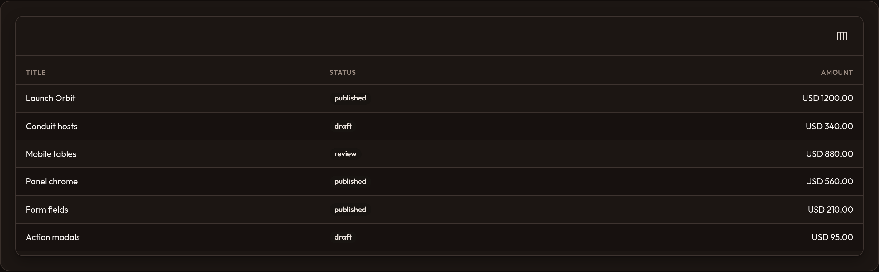 Striped / row classes (dark)