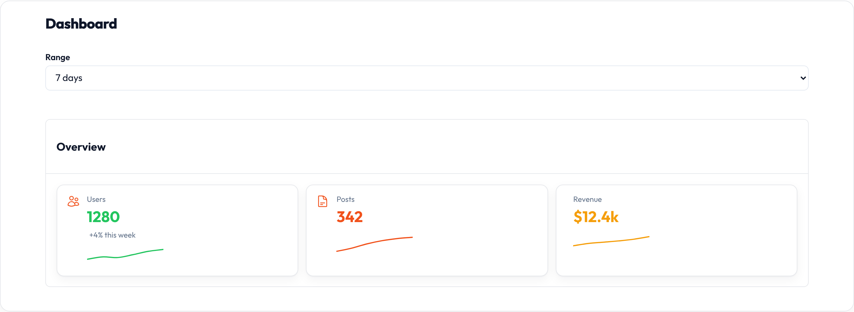 Orbit Dashboard filters (light)