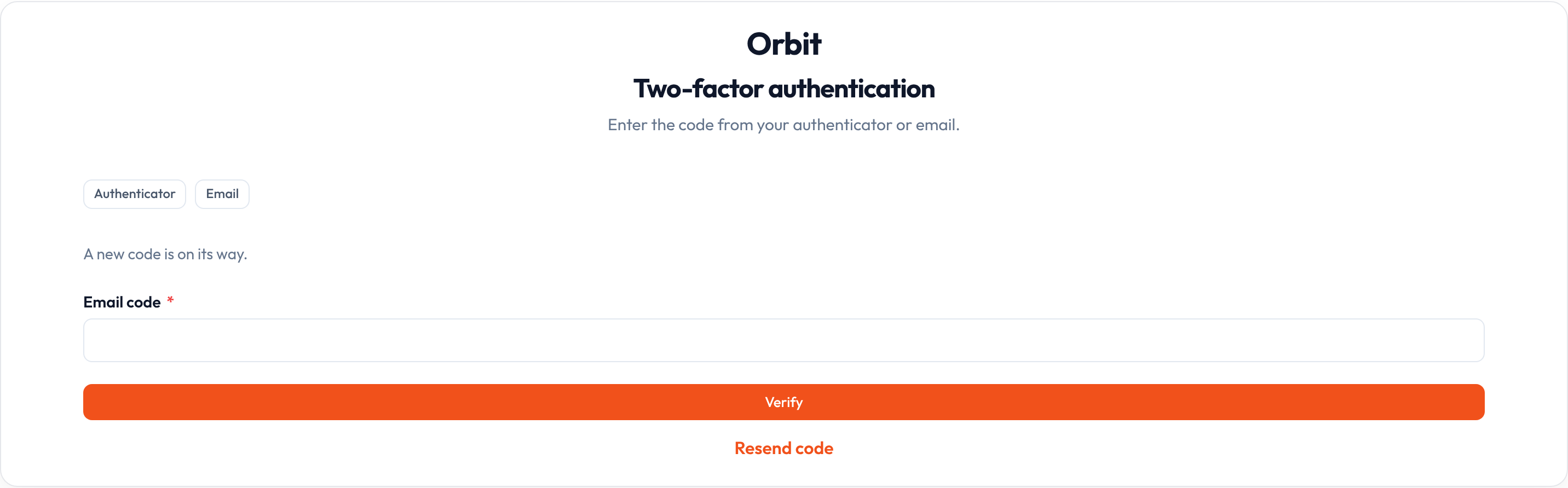 Orbit email MFA (light)